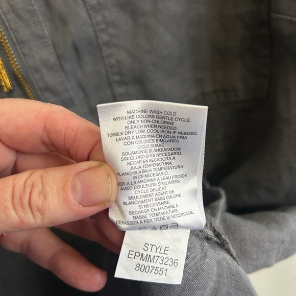 Excellent condition Ellen Tracy Gray Sleeveless linen tunic size L. Gold details - Picture 7 of 10